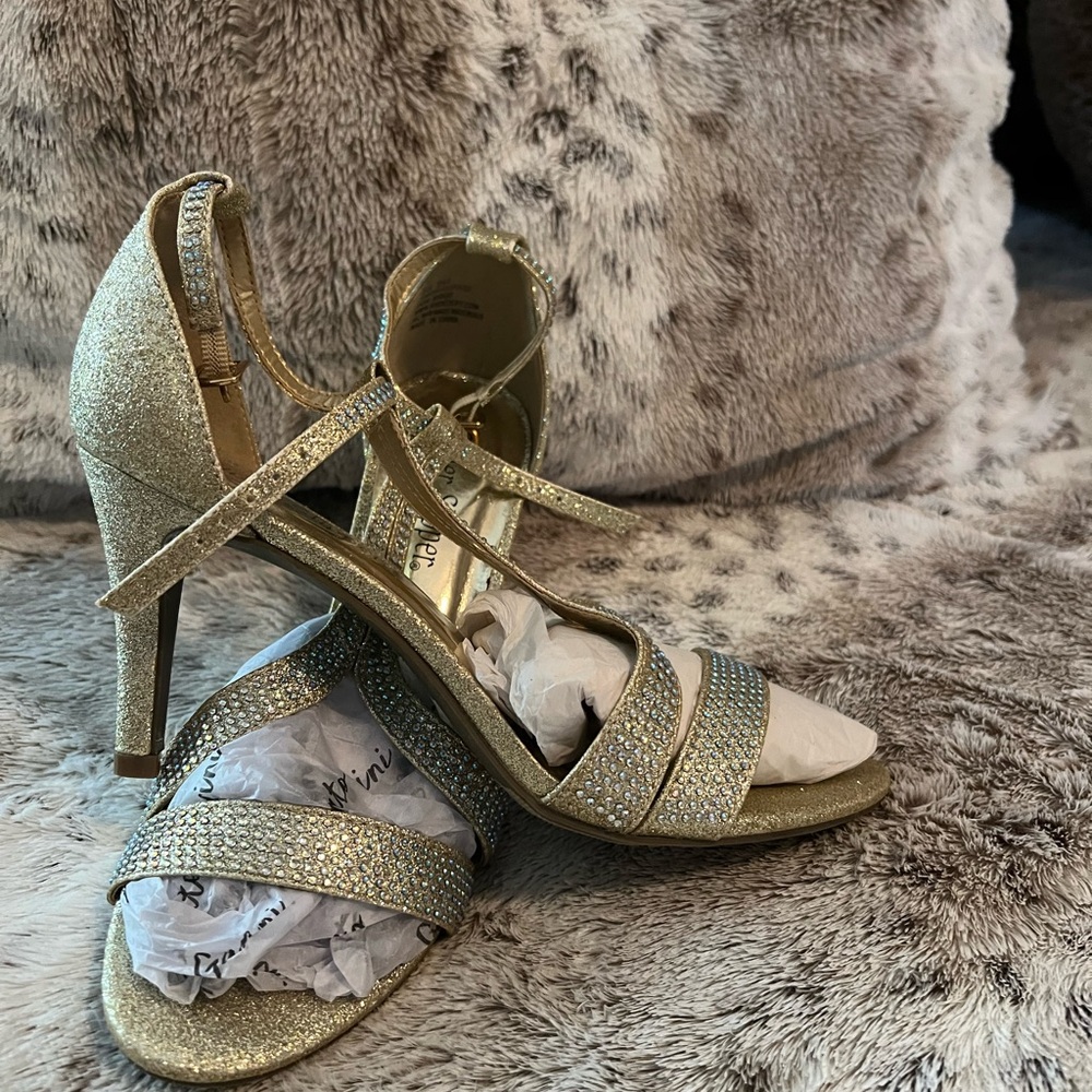 Shimmering Gold Strappy Heels